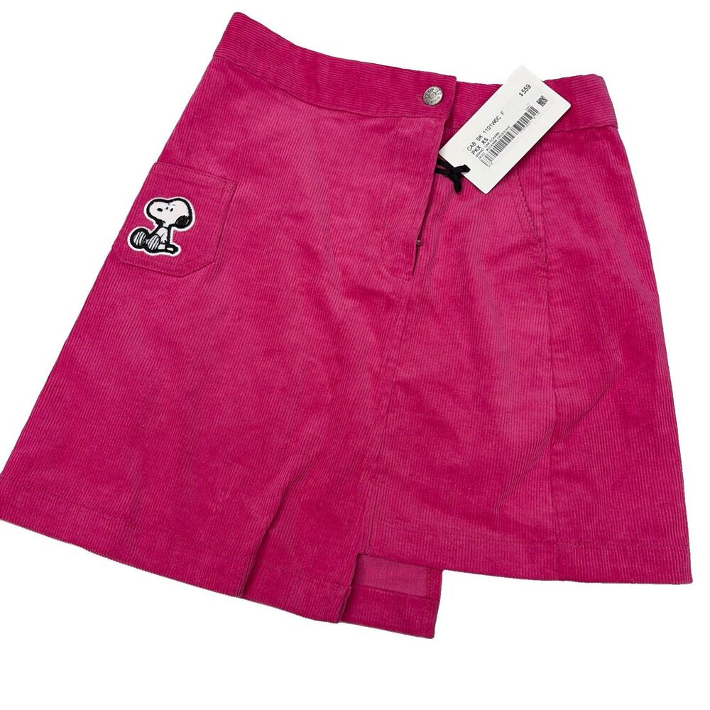CAB CCAABB Skirt XS Pink Corduroy Snoopy Fun Assymetrical Peanuts KPOP